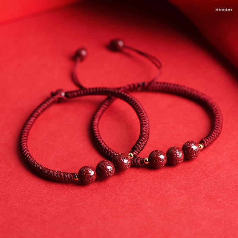

Strand Cinnabar Six-character Mantra Red Rope Bracelet Men's And Women's Natal Year Couple Hand-woven