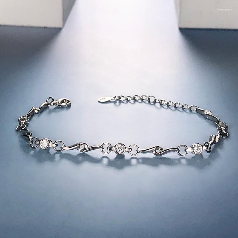 

Link Bracelets Fashion Simple Zircon Copper Bracelet Women's Exquisite Multilayer Crystal Jewelry Accessories