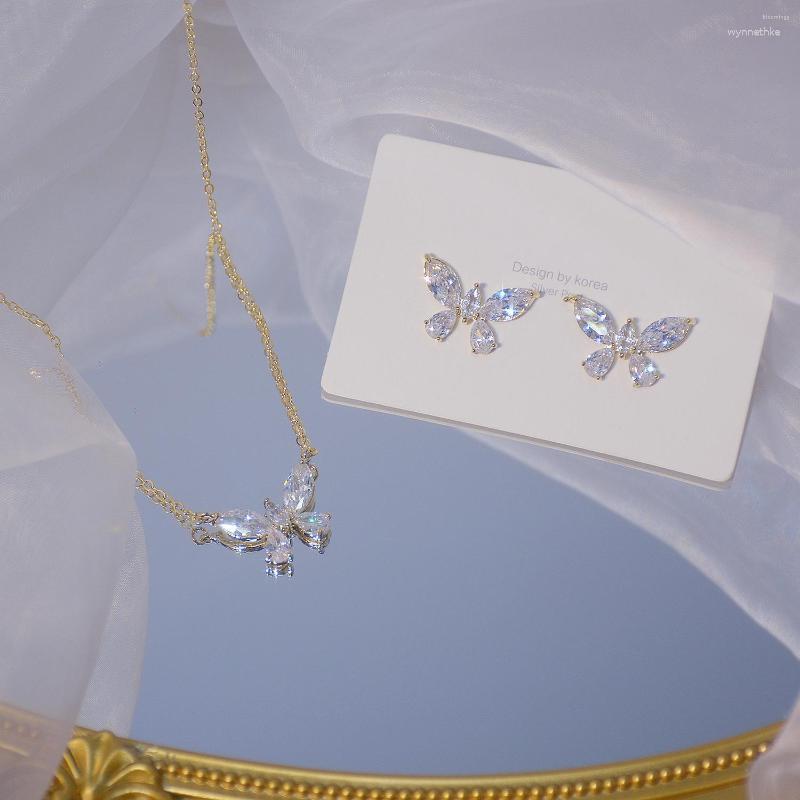 

Chains Shiny Side Accessories Crystal Butterfly Necklaces For Women Fashion Jewelry Zirconia Pendant