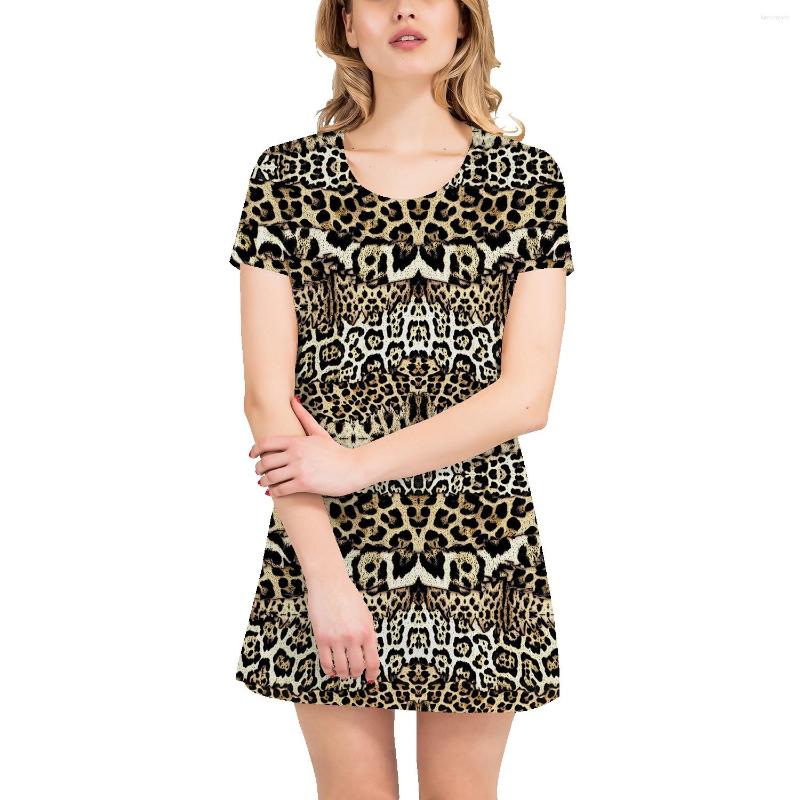 

Casual Dresses Plus Size Ladies T-Shirt Dress Python Leather Print A-Line Straight Skirt Summer Girl Versatile Short Sleeve, Orange