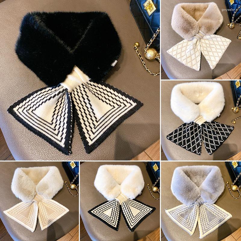 

Scarves Ly Women Faux Fur Collar Scarf Knitted Plush Neck Warmer Winter Shawl