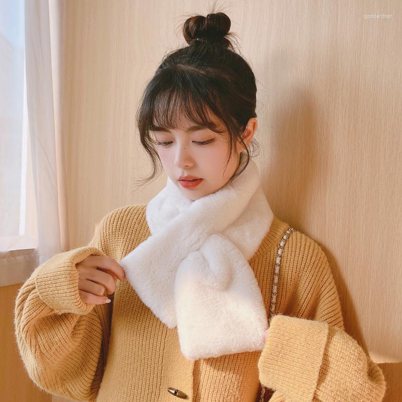 

Scarves Autumn And Winter Woolen For Men Women Solid Color Cross Thickened Warm Hair Imitation Neckerchief