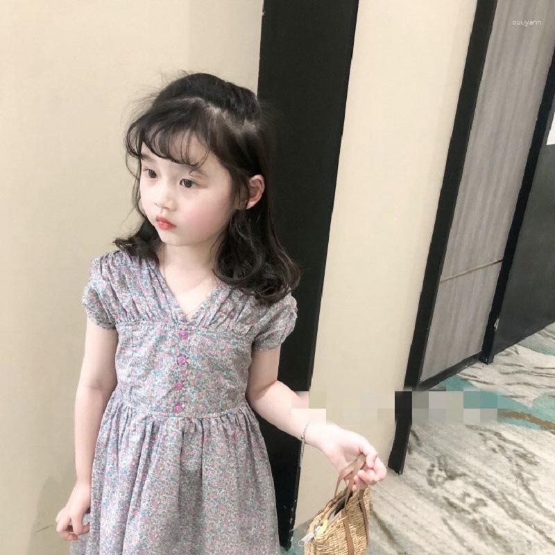 

Girl Dresses 2023 Summer Affordable Luxury Fashion Girls Comfortable Casual Floral Dress Boutique Clothing Simple Style
