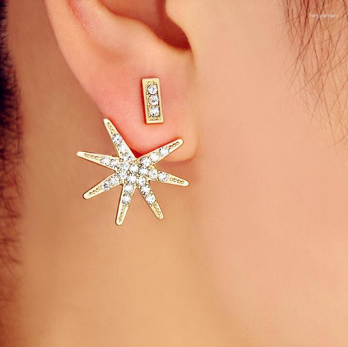 

Stud Earrings Trendy Jewelry Gold Color Hollow Out Crystal Leaf Ear Cuff Clip For Women Jacket Piercing Earring Fashion