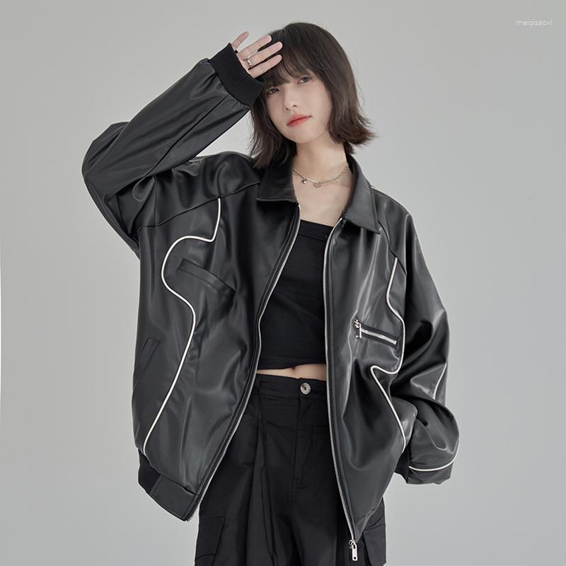 

Women's Jackets Leather Varsity Women 2023 Hip Hop Winter Coat Vintage Fashion Pu Baseball Bomber Outerwear Y2k Streetwear Unisex Coats, Beige