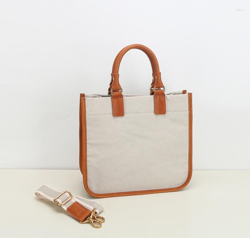 

Evening Bags 2023 Single Shoulder Crossbody Bag Canvas With Genuine Leather Women's Large Capacity Versatile Commuter, Grey