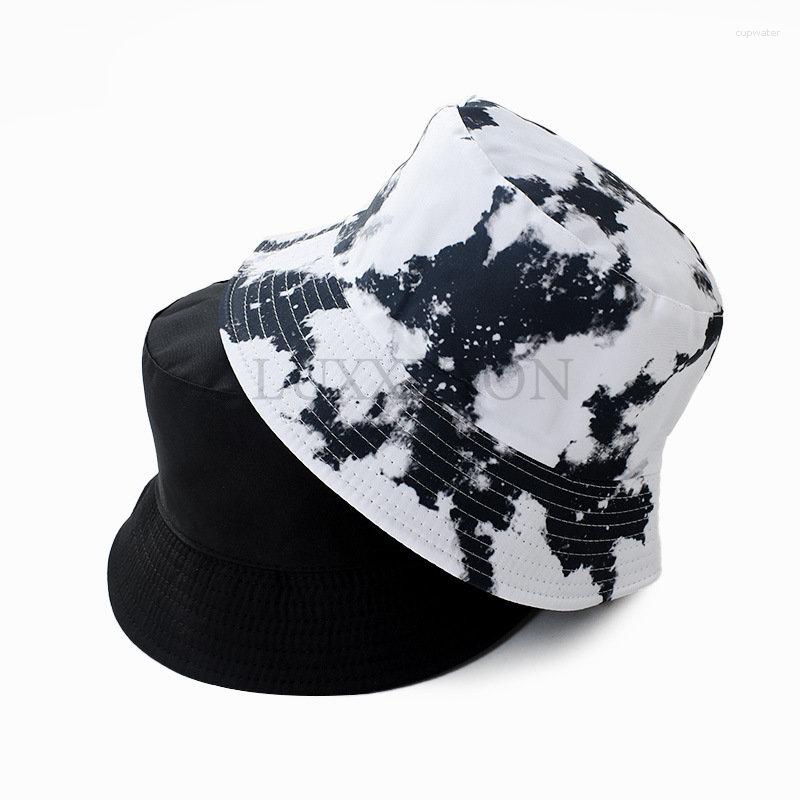 

Berets Unisex Pattern Cotton Bucket Hat Men Women Double-Sided Sun Cap Summer Panama Fashion Fold Fishing Fisherman Hats, Fisherman hat 6