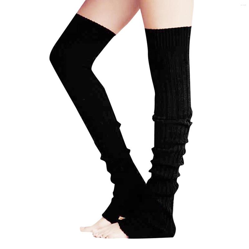 

Women Socks 1pair Thigh High Fashion Soft Striped Crochet Leg Warmer Acrylic Fiber Boot Winter Warm Stretchy Daily Gift Footless, Picture shown
