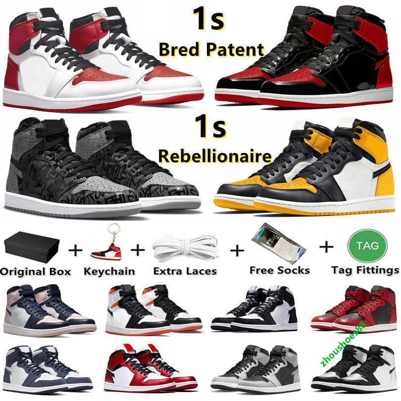

With OG Box 1 1s mens Basketball Shoes Sneaker Bred Patent Royal Rebellionaire Yellow Toe Heritage Dark Mocha Shadow Georgetown men women, Color#11