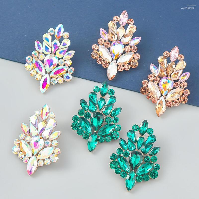 

Stud Earrings Trend Rhinestone Geometric Cutout For Women Exaggerated Shiny Banquet Wedding Jewelry Accessories
