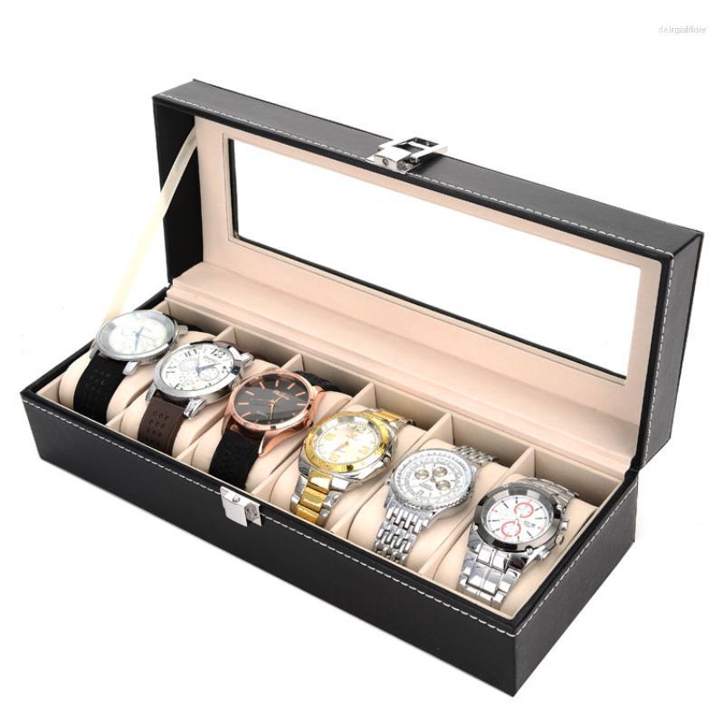 

Watch Boxes Jewelry Storage Box Window Black High-grade Gift Organizer Men Watches Accessories