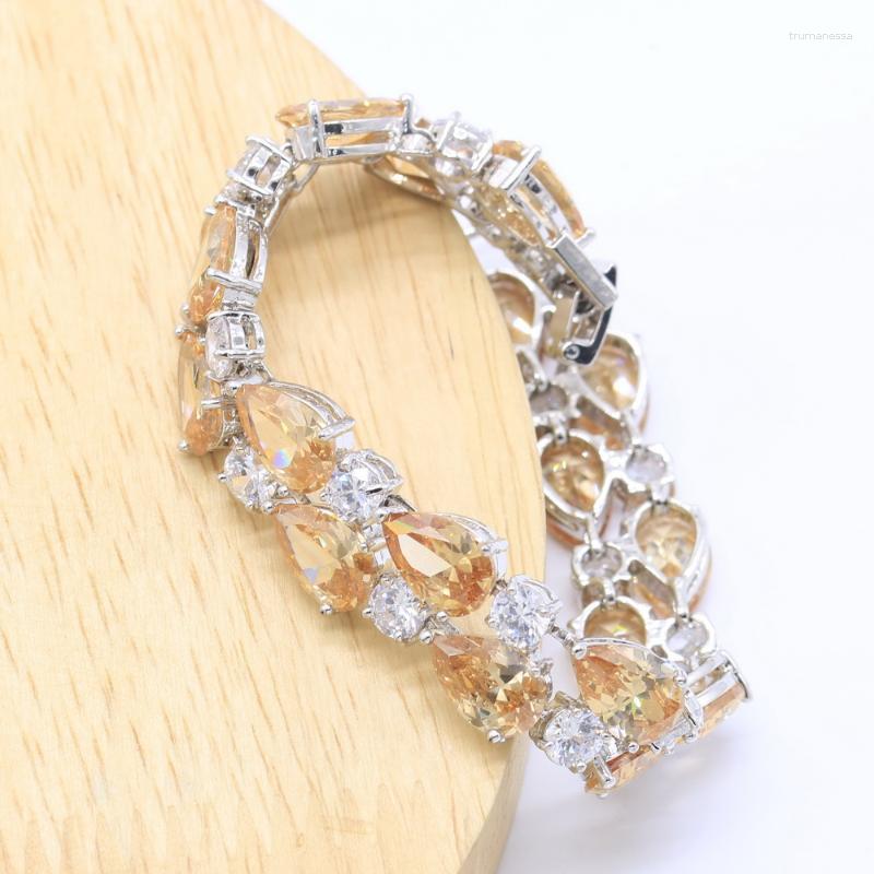 

Link Bracelets Chain Luxurious Zircon 925 Stamp Bracelet For Women Party Wedding Birthday JewelryLink Raym22