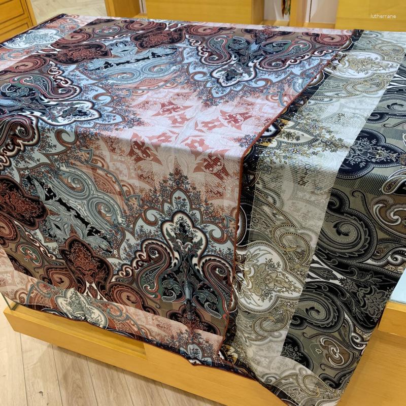 

Scarves High-end Elegant Women's Exquisite Bohemian Style Double-sided Print Quality Silk Wool Hand-rolled Edge Large Square Scarf Shawl