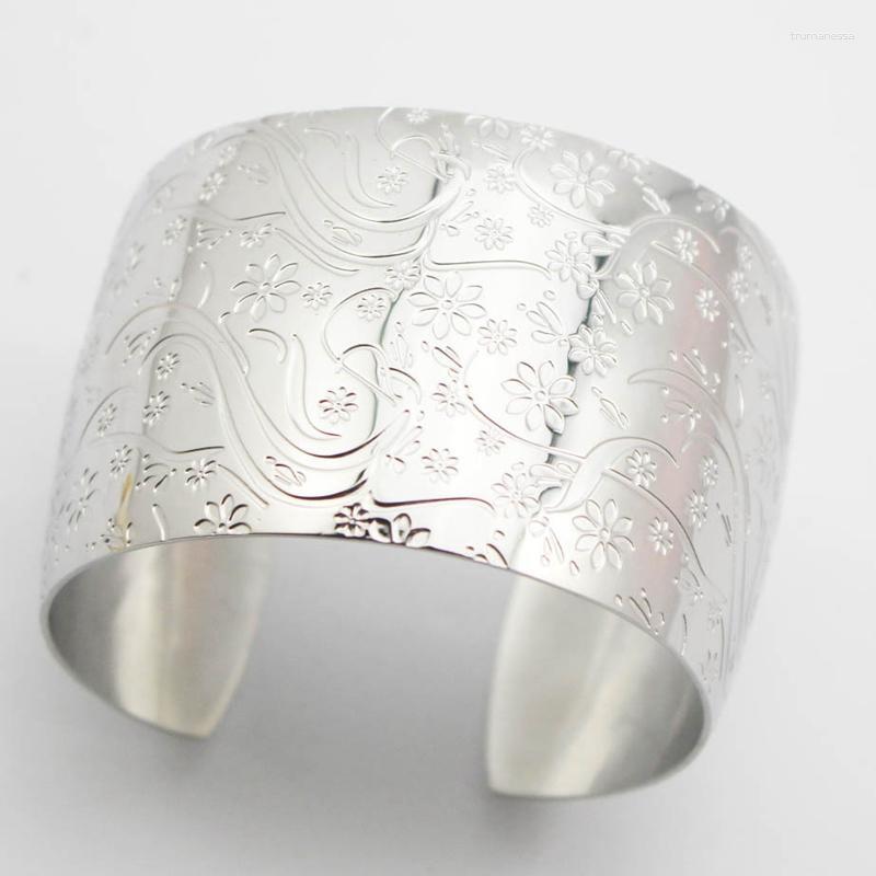 

Bangle Fashion Jewelry Wide Silver Color 316l Stainless Steel Opened Bangles Raym22