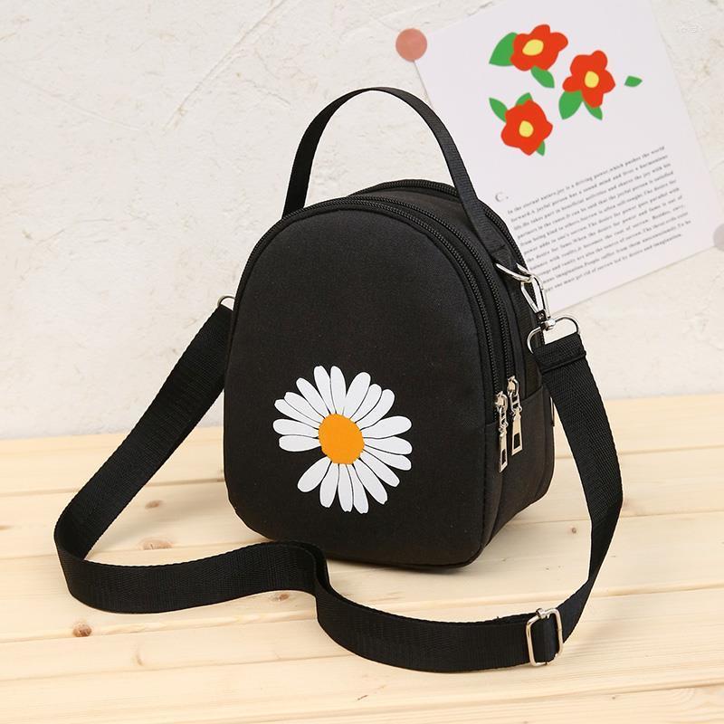 

Evening Bags Nylon 2023 Fashion Flowers All-Match One Shoulder Messenger Canvas Bag Multifunction Mochila Mujer Sac A Dos Bolsa Feminina, Black