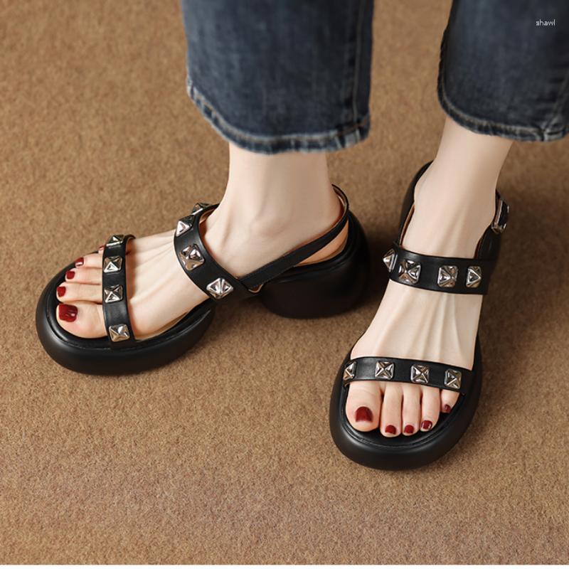 

Sandals Shoes For Women 2023 Fashion Buckle Strap Women's Summer Casual Rivet Metal Decoration Wedge Ladies, Beige