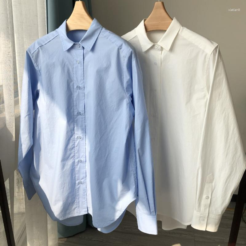 

Women' Blouses 2023 Summer Women Small Pointed Collar Pure Cotton Shirt, White
