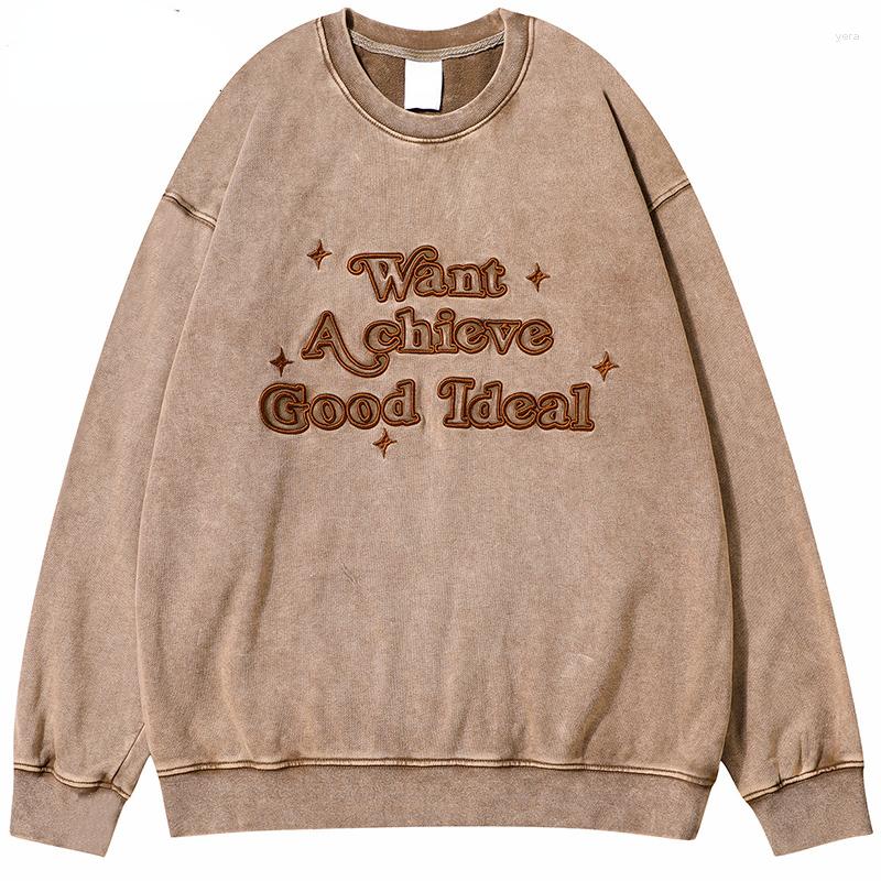 

Men's Hoodies Retro Vintage Washed Fabric Sweatshirt Streetwear Men Harajuku Letter Star Pullover Sweater 2023 Autumn Flower HipHop Unisex, A295s8218 khaki