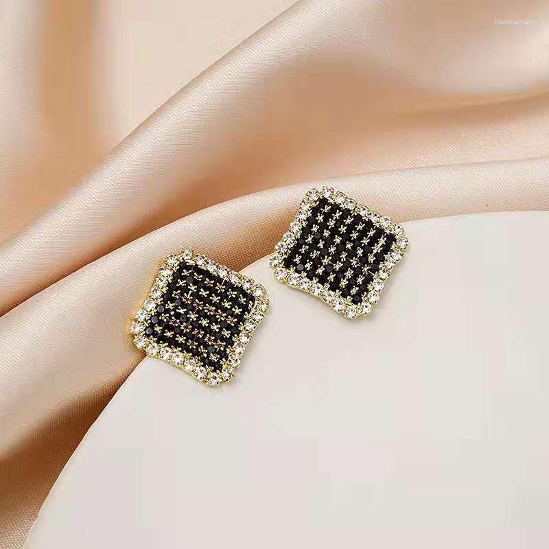 

Stud Earrings 2023 Korean Fine Senior Geometric Square Fashion Crystal Women Jewelry Girl's Accessories
