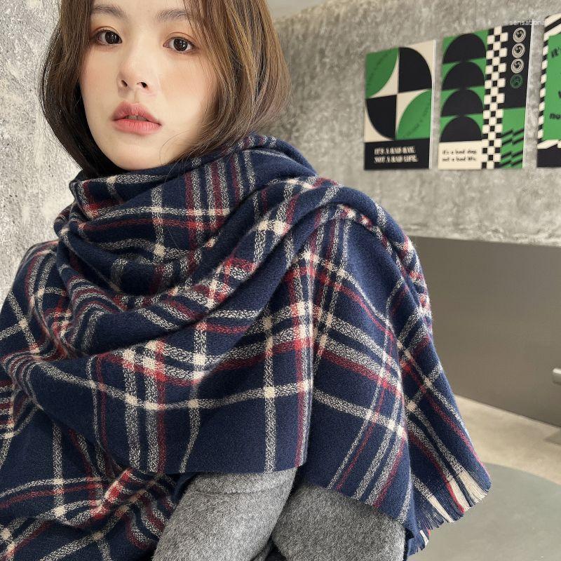 

Scarves Winter Style Of Thick Imitation Cashmeres Scarf Shawl Neck Warm South Korea Lovely Female Plaid