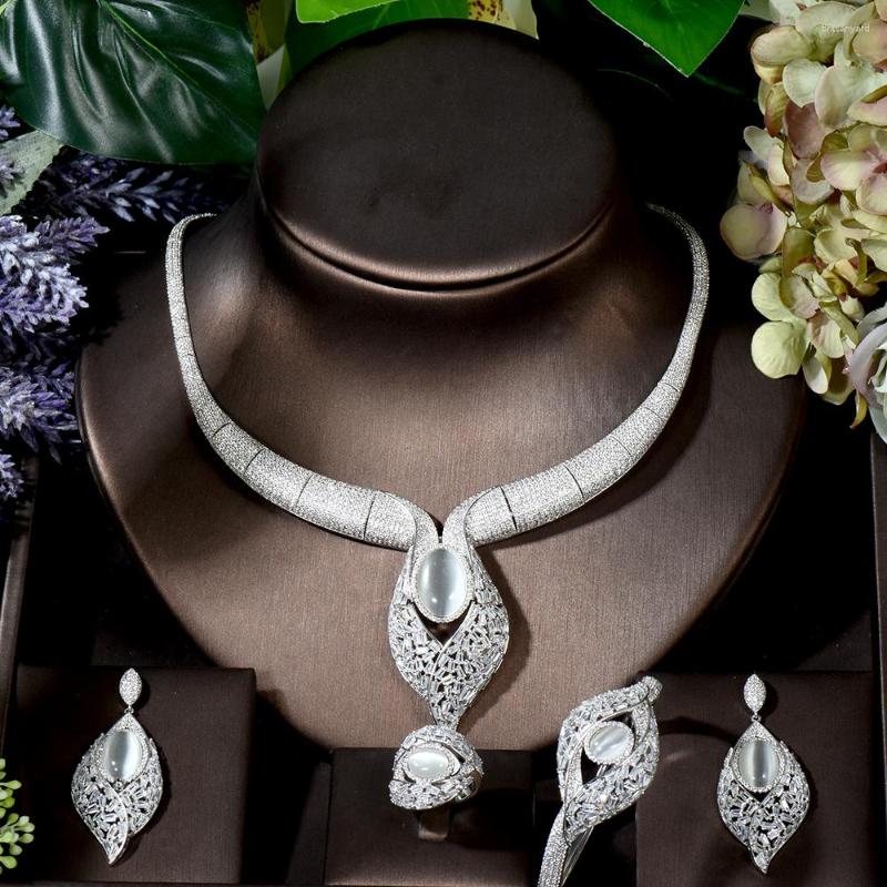 

Necklace Earrings Set Fashion Exclusive Cubic Zirconia 4pcs Jewelry Big 2023 Shining Earring Women Bridal Wedding Accessories N-1703, Picture shown