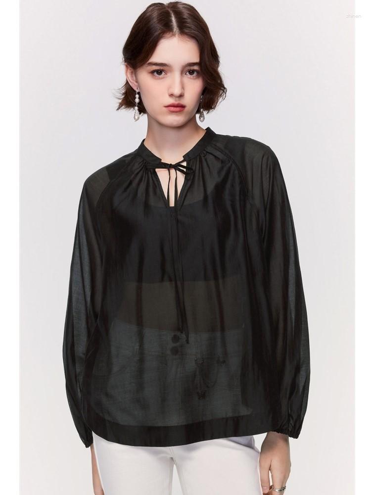 

Women' Blouses Plus Size Loose Casual Women' Shirt Summer Lyocell Solid Simple Lace Up Top Fashion Office Lady Tops 6XL 7XL, Black