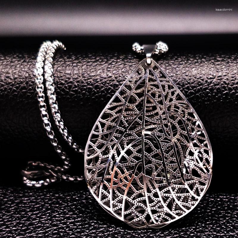 

Necklace Earrings Set Big Leaf Stainless Steel Jewelery Sets Women Jewelry Silver Color Earring Nigerian For S176142S07, Picture shown