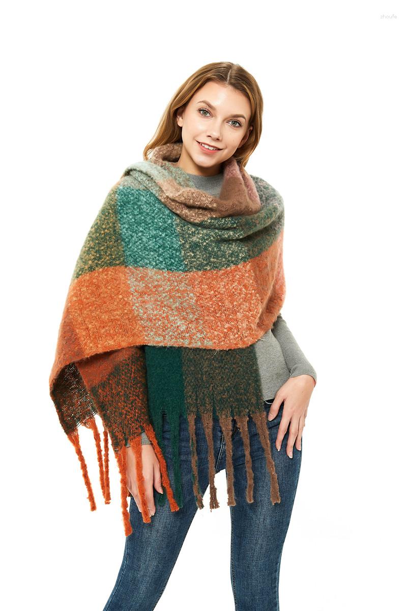 

Scarves 2023 Winter And Autumn Checkered Scarf Women Plaid Cashmere Lattice Large Shawl Wraps Ladies Warm Echarpe Pashmina