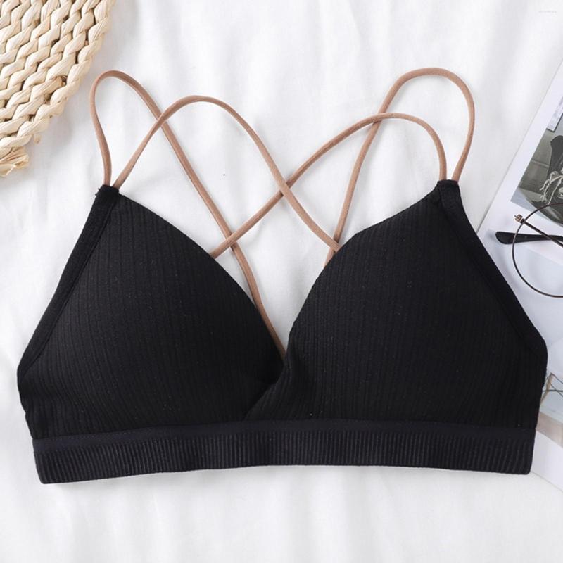 

Bras Women Spiral Wrap Sports Bra Straps Sling Chest Pad Vest No Steel Rings Cotton Underwear Maximum Support, Yellow