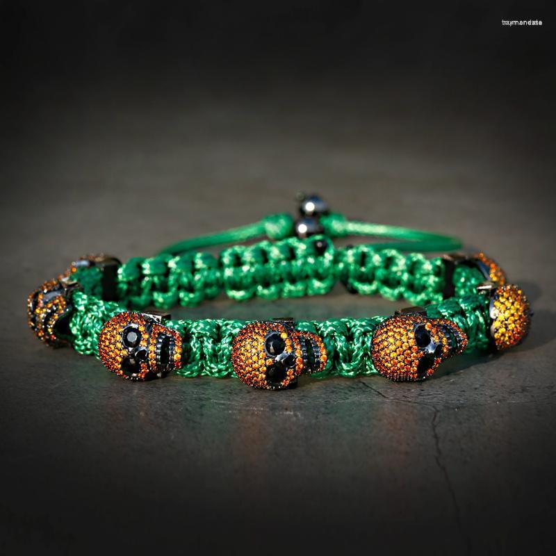 

Strand Beaded Strands Fashion Skeleton Bracelets & Bangles Homme Handmade Luxury CZ Zircon Hippie Braided Bracelet Pulseras Raym22