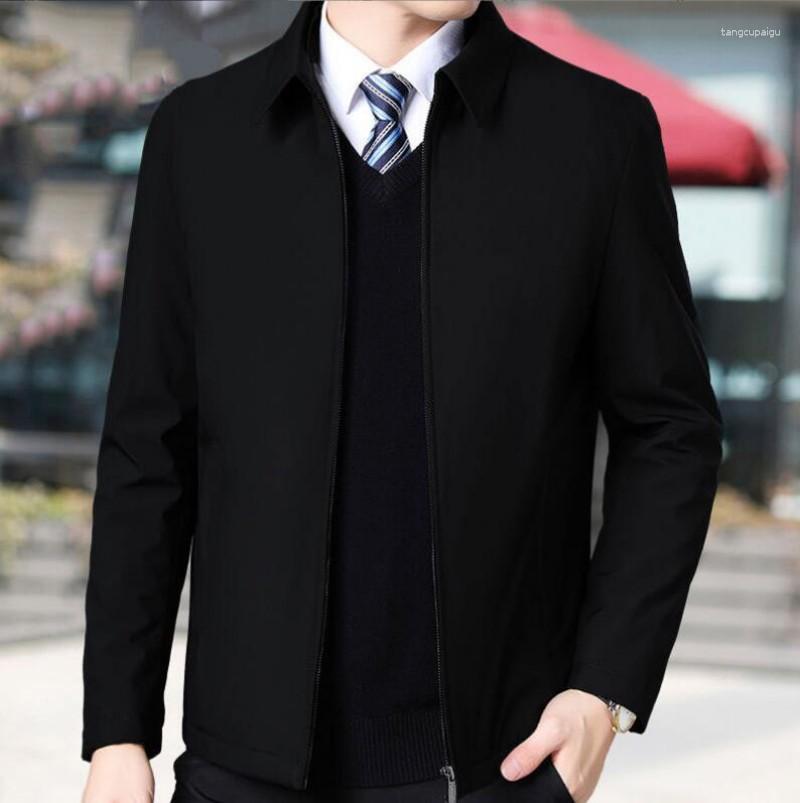 

Men's Jackets Brand Business Men's Jacket Casual Coats Turn Down Collar Zipper Simple Middle-Aged Elderly Men Dad Clothes Office, Dark green