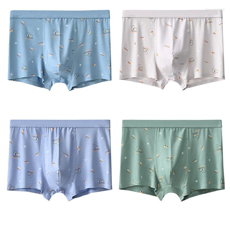 

Underpants Printed Men's Underwear Boxers Teens Boys Youth Sports Panties Comfortable Breathable Male Boxershorts 4pcs/pack, 7904