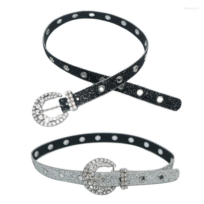 

Belts Women Western Belt Cowgirl Bling Sequin Waist Studded D5QB, Black