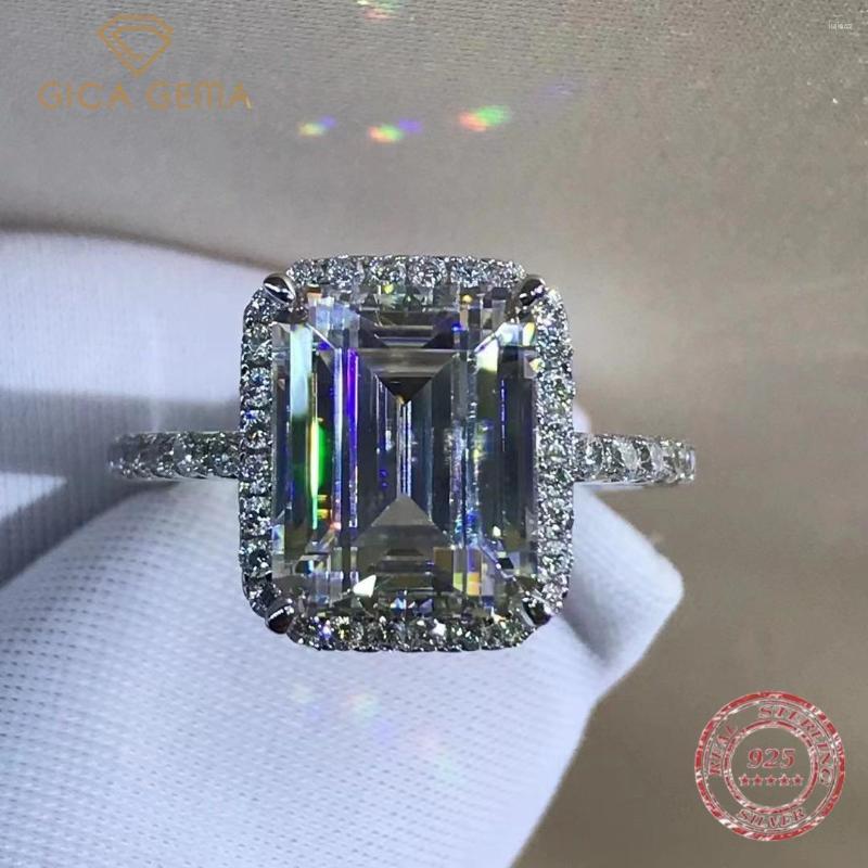 

Cluster Rings Gica Gema Real 925 Sterling Silver Emerald Cut 3CT White Synthetic Moissanite Ring For Women Wedding Jewelry Gift Drop