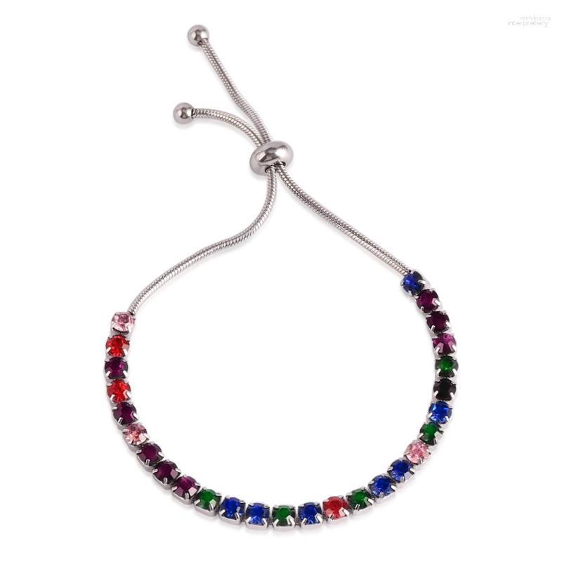 

Link Bracelets Fashion Stainless Steel For Women Crystal Zircon Hip Hop Colorful Chain Jewelry Gift