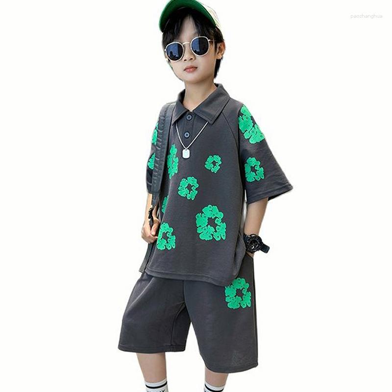 

Clothing Sets Boy Summer Clothes Floral Pattern For Boys Tshirt Short Outfit Casual Style Children, 15b0413-2