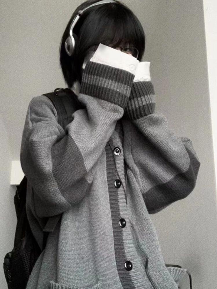 

Women' Knits 2023 Japanese Vintage Knitted Cardigan Women Loose All Match Harajuku Preppy Style Sweater Jackets Grunge Korean Cardigans