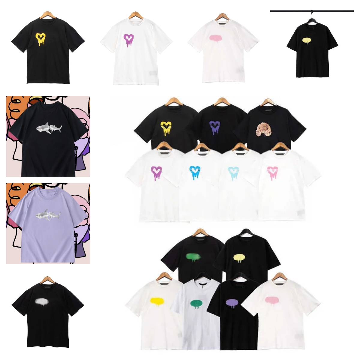 

23SS New Designer Summer palm angel summer Designer womens T shirt mens tshirt white black printing t-shirt Clothing Loose spray letter short sleeve palms men angels, 118