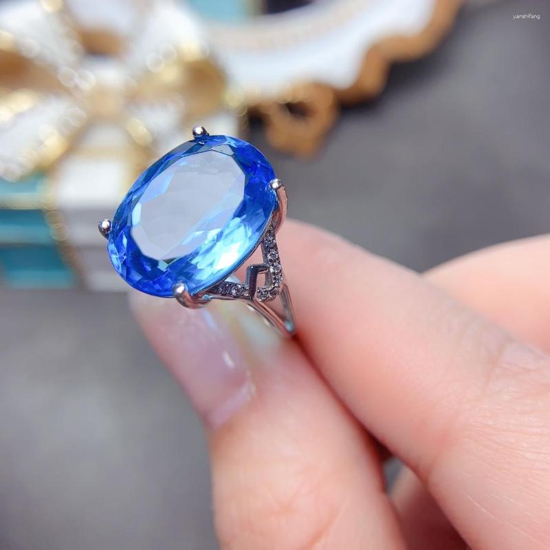 

Cluster Rings 925 Sterling Silver Ring Natural Swiss Blue Topaz Transparent Pure Flawless Birthday Jewelry Gift Premium