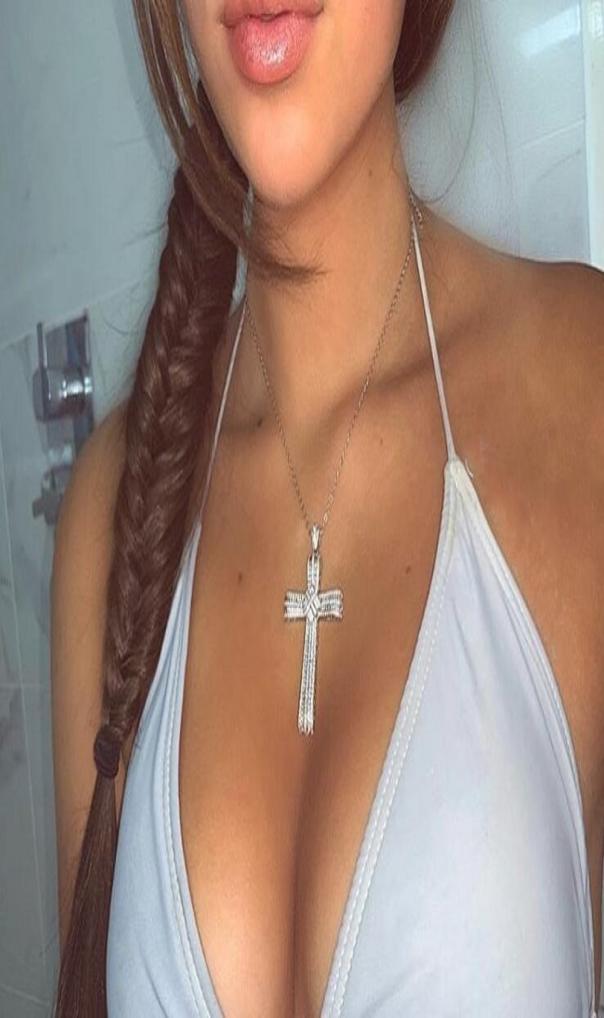 

Choucong Handmade Luxury Jewelry Real 925 Sterling Silver Pave White Sapphire CZ Diamond Gemstones Cross Pendant Clavicle Chain Ne2287823