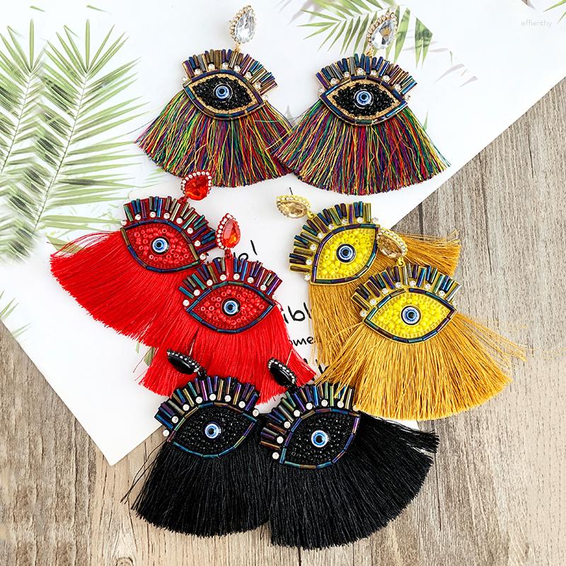 

Dangle Earrings Red Eyes Pendientes Tassel For Women Handmade Wedding Bohemian Beaded Statement Earring Christmas Gift