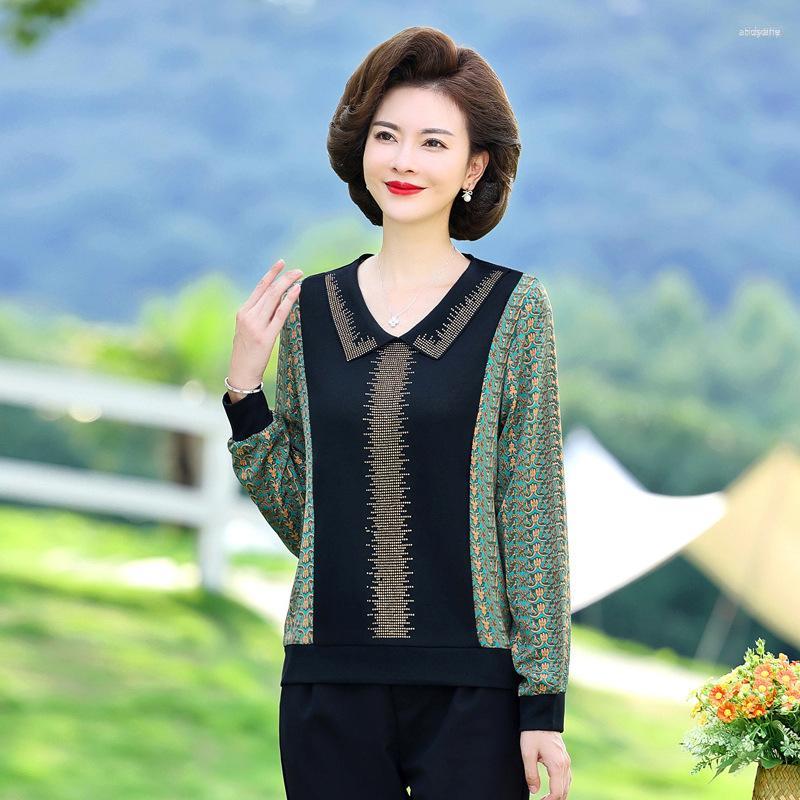 

Women's Blouses Women's 2023 Spring Female Clothing 40-50 Year Old Middle-Aged Women'S Elegant Fashionable Top Print Shirt &, Green
