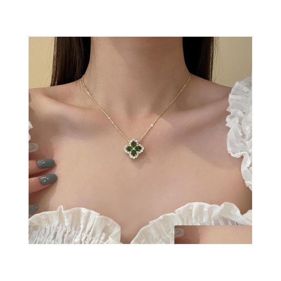 

Pendant Necklaces Car Dvr Green Crystal Fourleaf Clover Charm Necklace Clavicle Chains Choker Birthday Party Valentines Gift Drop De Dhrbc
