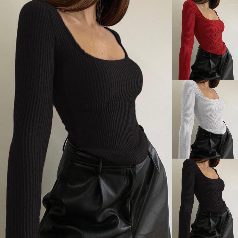 

Women's Blouses Women's Deep U Neck Long Sleeve Wrap Slim Fit Casual Crop Tops Blouse High Street Clothing Graphic Pullover All-, Black