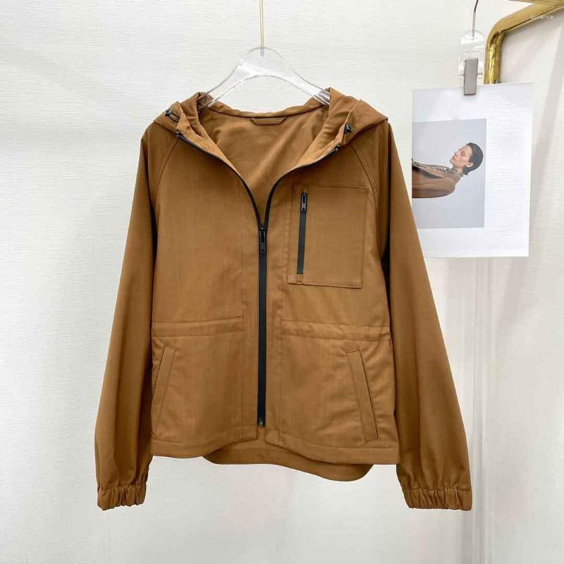 

Women' Jackets Short Jacket Left Pocket Zipper Embellishment Fashion Temperament Comfortable 2023 Summer 0810, Brown