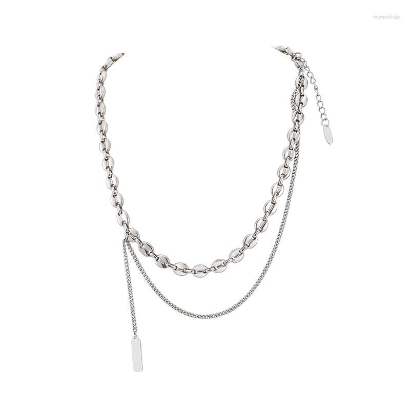 

Chains Charm Coffee Bean Necklace Punk Stainless Steel Pig Norse Link Chain Necklaces For Men Women Hip-Hop Party Jewelry Decor