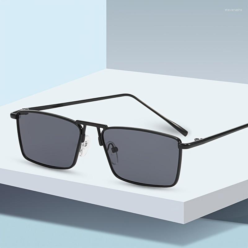 

Sunglasses Multicolor Men's Small Frame Metal Square With Zipper Case