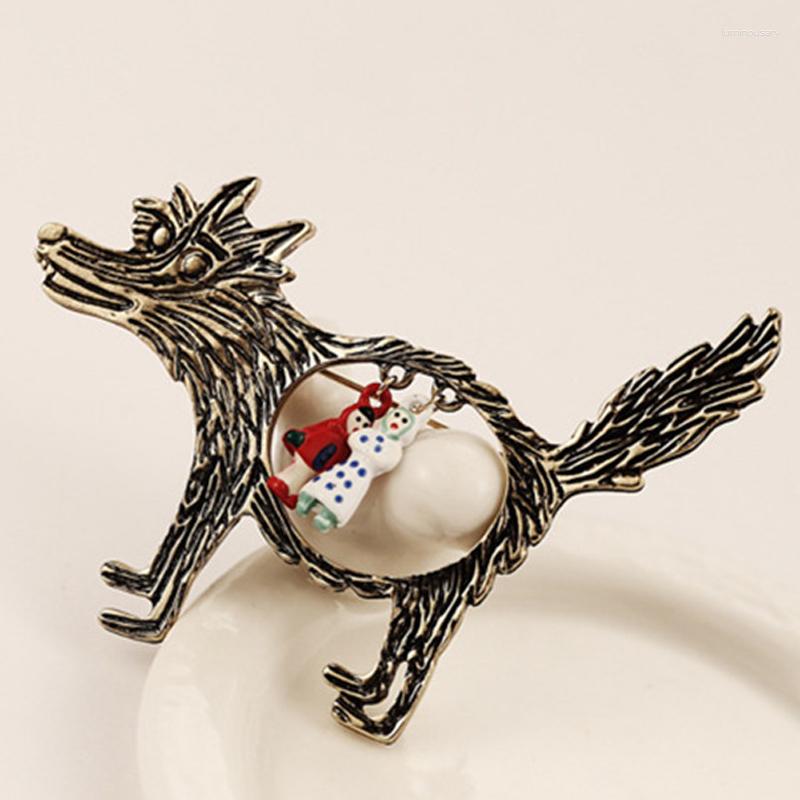 

Brooches Retro Bohemian Style Brooch Pinks Vintage Metal Wolf For Women Fashion Jewelry Accessories 6B1001
