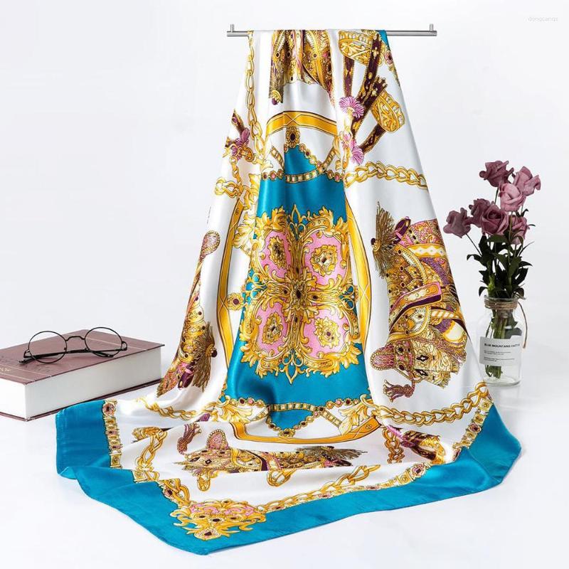 

Scarves Classic 90cm Square Women Silk Office Ladies Neckerchief Shawl Fashion Scarf Foulard Muffler Bandanna Hijab Wrap FJ171
