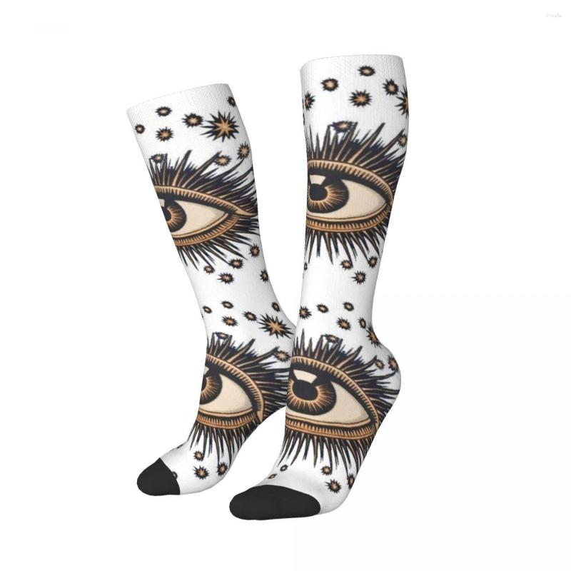 

Women Socks Vintage Turkish Evil Eye Thigh High For Warm Fashion Nazar Amulet Pattern Boho Stockings, 15